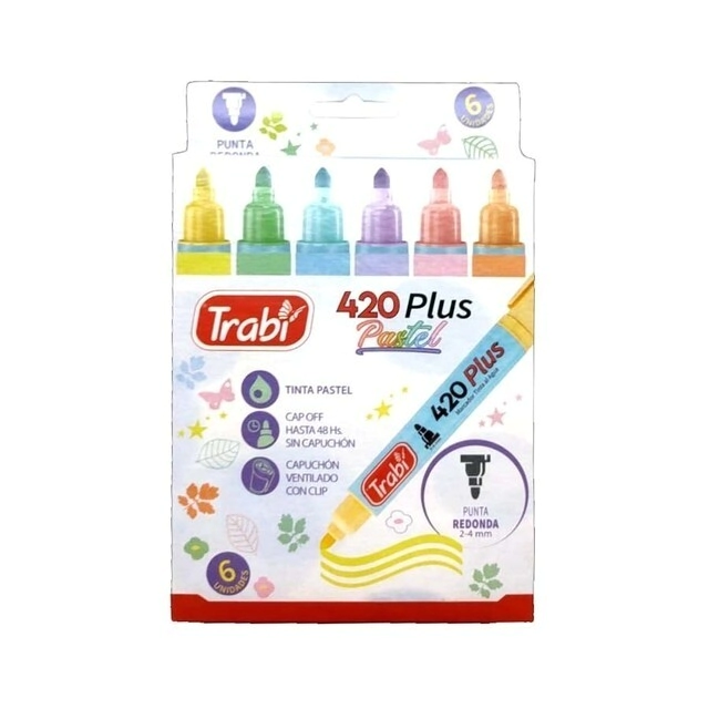 MARCADOR TRABI 420 PASTEL x 6u SURT