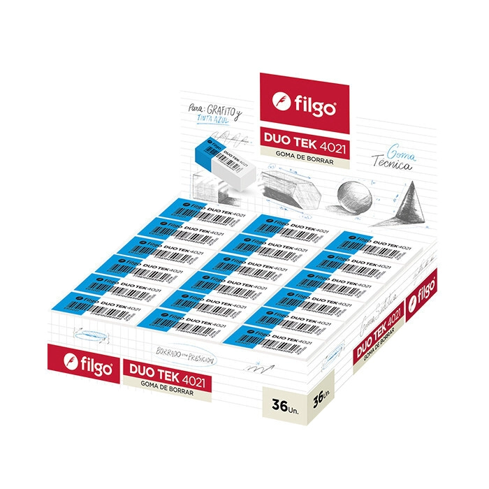 GOMAS FILGO DUOTEK 4021 AZUL y BLANCA x 36u