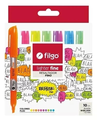 RESALTADOR FILGO LIGHTER FINE FLUO ESTUCHE x 10u SURT.