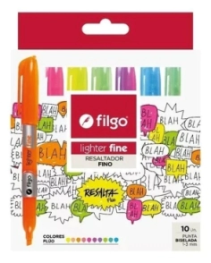 RESALTADOR FILGO LIGHTER FINE FLUO ESTUCHE x 10u SURT.